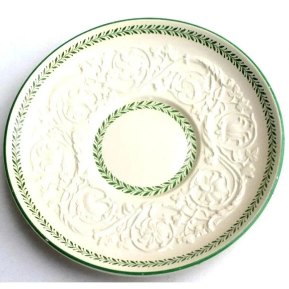 WEDGWOOD PATRICIAN Torbay Green Transferware Tea Cup Saucer Made In England - Picture 1 of 3